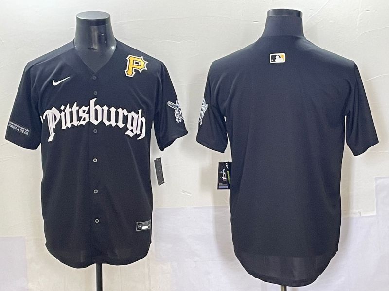 Men 2025 Pittsburgh Pirates Blank Black Five generations Joint Name Nike MLB Jersey style 12